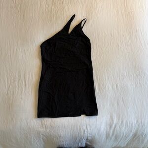 ASOS black cotton/linen blend mini black dress